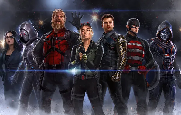 Fiction, art, poster, characters, comic, MARVEL, Thunderbolts, The Thunderbolts