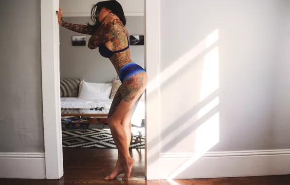 Pose, model, body, linen, figure, tattoo, legs