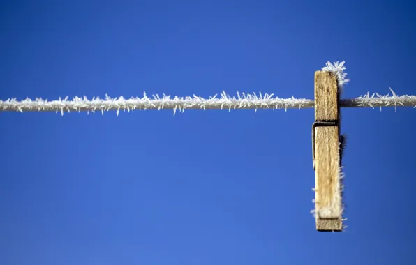 Frost, background, clothespin