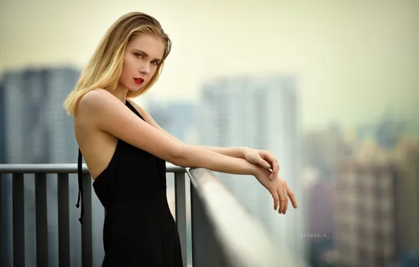 Look, girl, the city, pose, dress, bokeh, Warren. G