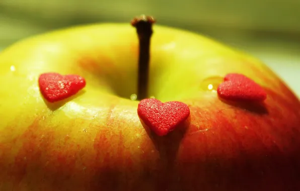Macro, Apple, hearts