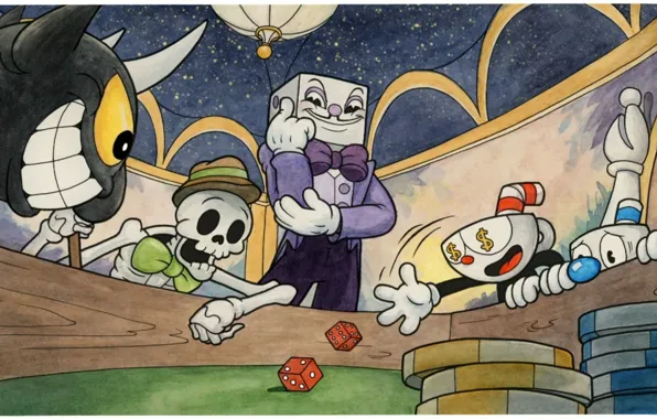 Game, devil, dice, casino, gambling, platformer, cuphead