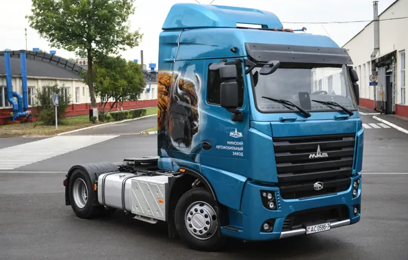 Blue, Truck, Blue, Truck, Tractor, MAZ, Bison, Maz