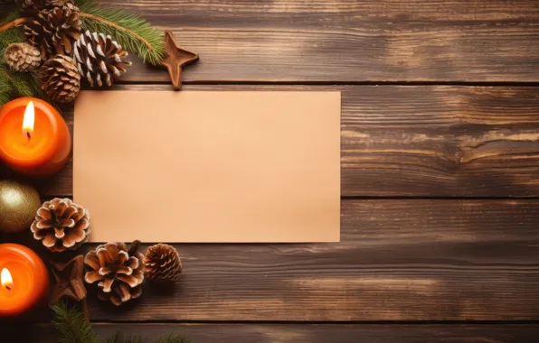 Branches, paper, Board, candles, Christmas, New year, cardboard, needles
