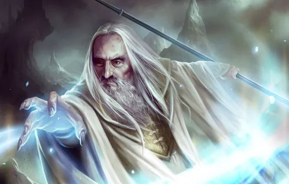 Magic, hand, art, staff, the sorcerer, Guardians of Middle-earth, Saruman, Saruman