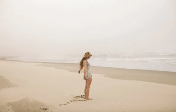 Sea, beach, girl, mood