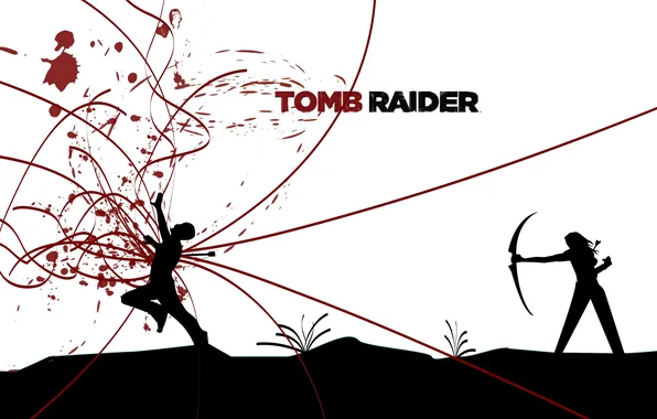Picture minimalism, bow, Lara Croft, Lara Croft, Tomb raider, strala, hit