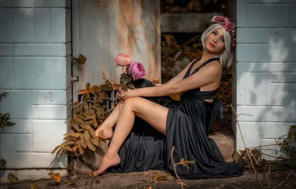 Summer, look, leaves, girl, light, flowers, nature, face