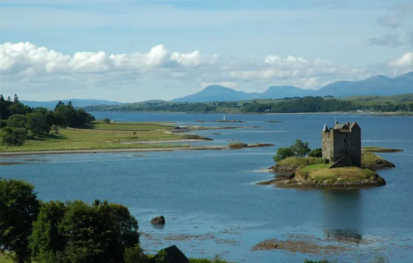 Picture river, castle, island, England, Britain, stalker, river, Stalker, UK, island, England, castle, Great britain