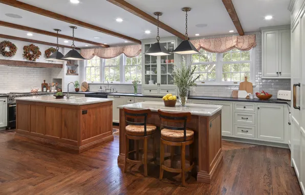Window, kitchen, mansion, cabinets