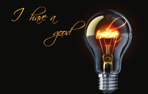 Light bulb, light, attitude, black, the idea, inventor, lamp, in the dark