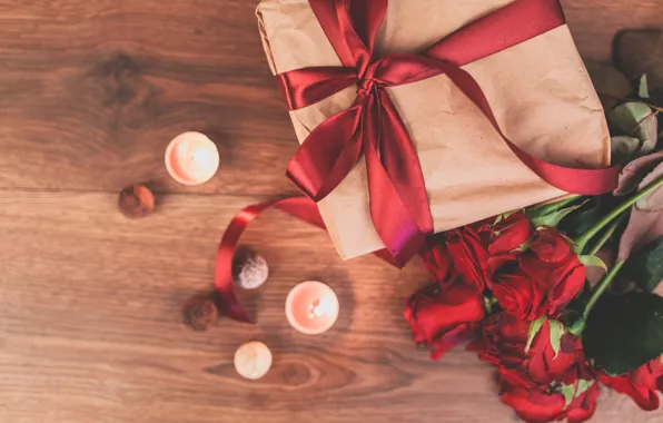 Love, flowers, gift, roses, red, love, romantic, valentine's day