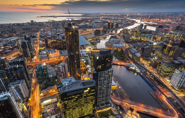 Picture skyscrapers, Australia, megapolis, Melbourne