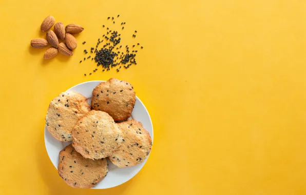Food, seeds, cookies, nuts, cakes, almonds