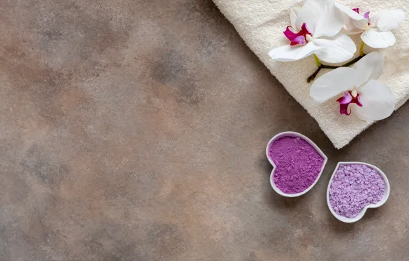 Towel, Orchid, Spa, sea salt