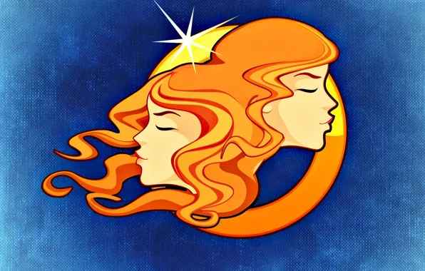 Yellow, figure, graphics, symbol, blue background, the signs of the zodiac, symbols, texture