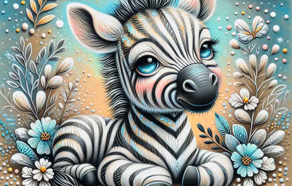 Styling, Zebra, cub, sebranek, AI art, neural network