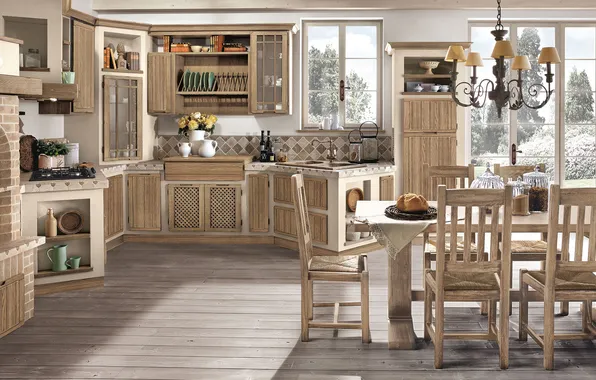 Style, Villa, interior, Italy, kitchen, dining room, dining area, Italian design