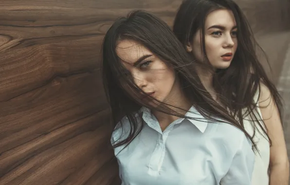 Look, girls, hair, sisters, brown-haired women, Nikita Tarasov, Anastasia Kozlova, Masha Kozlova