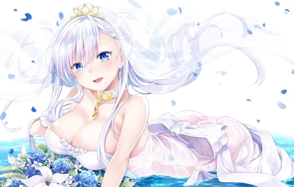 Water, Girl, Bouquet, The bride, Azur Lane