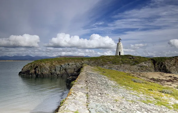 Sea, landscape, shore, lighthouse