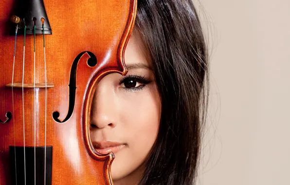 Look, girl, music, violin, Asian