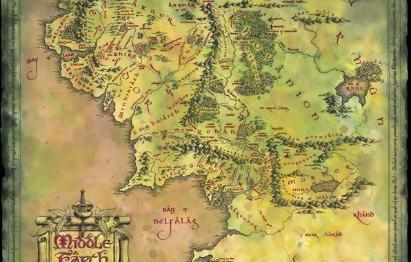Map, lord of the rings, middle earth, John Ronald Reuel Tolkien, of middle-earth