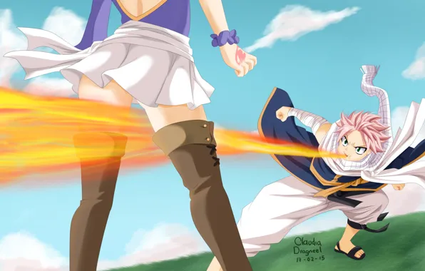 Anime, art, Fairy Tail, Natsu, Lucy, Fairy tail
