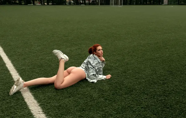 Field, ass, look, sexy, pose, lawn, model, makeup