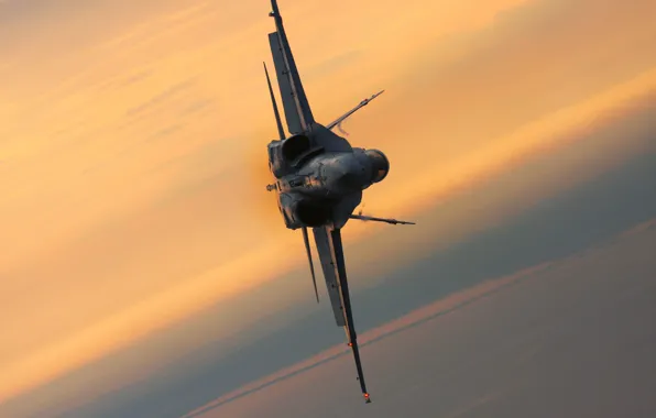 Sunset, fighter, flight, multipurpose, Hornet, F-18