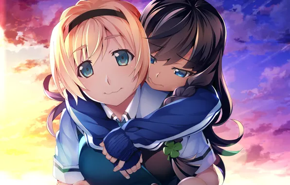 Picture sunset, girls, friend, Grisaia: Phantom Trigger