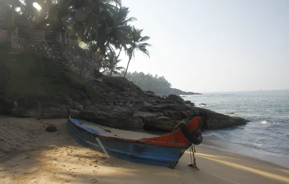 Picture sea, background, Wallpaper, India, journey, nature, Old boat