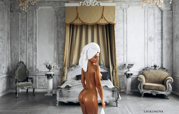 Ass, chest, pose, room, white, model, naked, body