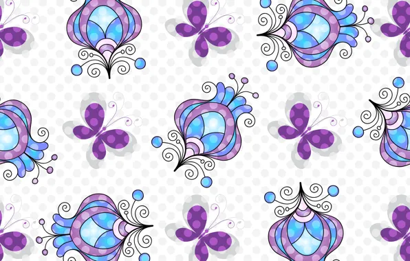 Flowers, texture, white background, pattern, Spring, floral, seamless