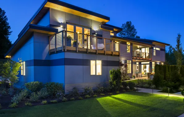 Picture light, lights, Villa, the evening