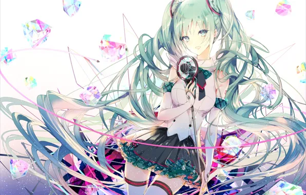Microphone, singer, Hatsune Miku, celebrity, Vocaloid, Vocaloid, Hatsune Miku
