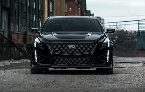 Cadillac, Muscle, CTS-V, Front, Black, Lights, Face