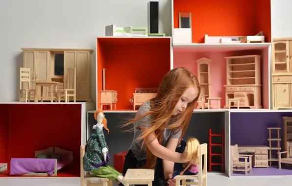 The game, doll, girl, house