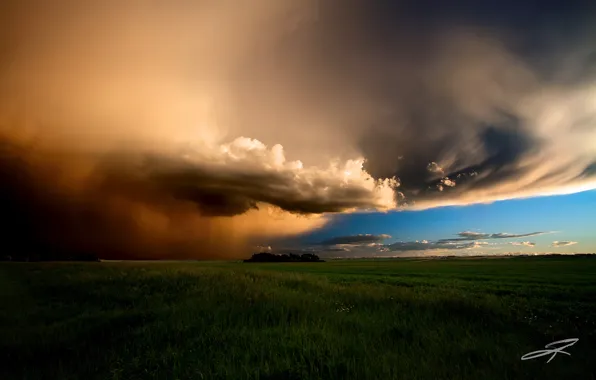 Field, summer, the sky, clouds, Canada, Albert, June, evening storm