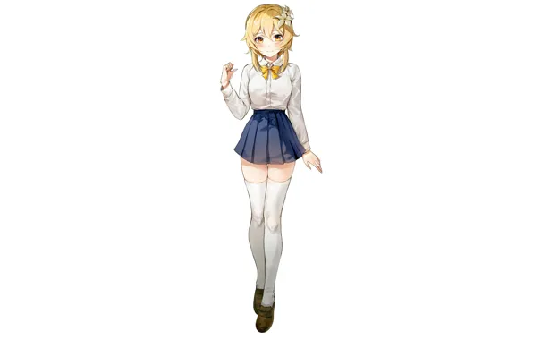 Girl, sexy, blouse, thighhighs, anime, beautiful, short hair, pretty