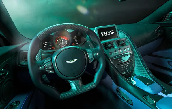 The wheel, salon, Aston Martin, green, Aston Martin DBS 770 Ultimate