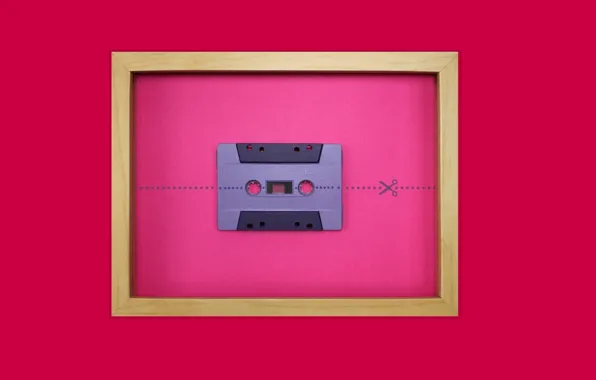 Picture retro, glamour, frame, pink, audio cassette