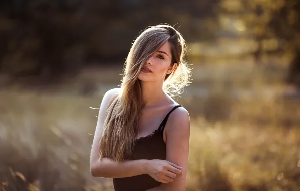 Picture look, girl, light, pose, hair, portrait, beautiful, bokeh