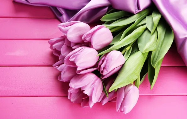 Picture flowers, bouquet, tape, tulips, pink, wood, pink, flowers