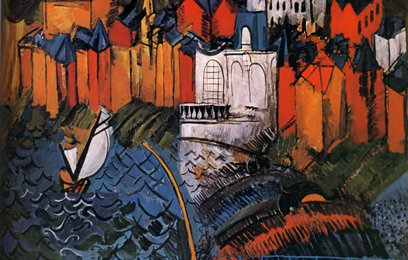 New York, 1912, Huile sur Toile, Raoul Dufy, Sailboat Е Sainte-Adresse, Sailing ship With Sainte-Adresse, …