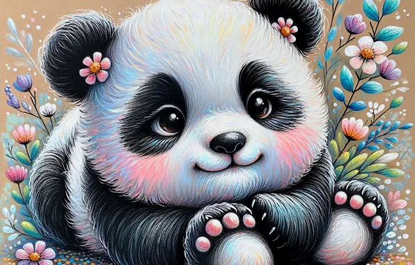 Styling, bear, Panda, bear, AI art, neural network