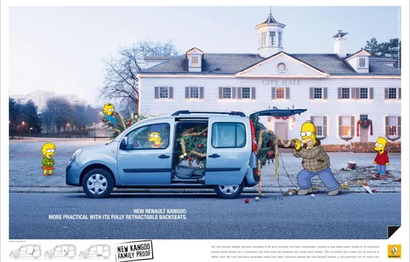 Auto, advertising, the simpsons, Homer, renault, Bart, Maggie, Marge