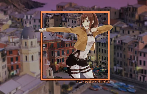 Girl, the city, anime, street, attack of the titans, madskillz