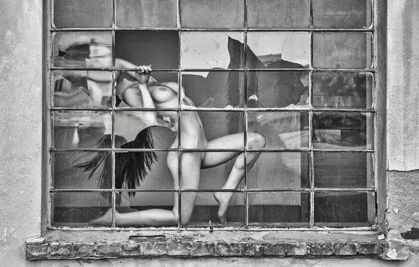 Glass, girl, fragments, window, broken dreams