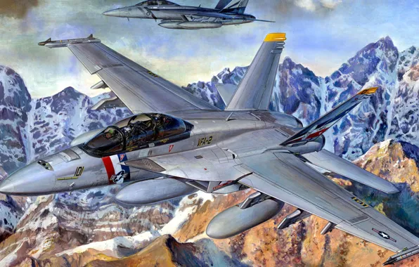 Boeing, attack, Super Hornet, McDonnell Douglas, US NAVY, American carrier-based fighter-bomber, F/A-18F, cabin for 2 …